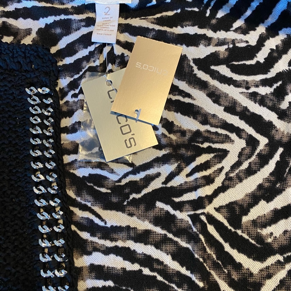 Chico’s Zebra-Lined Kieran Cardigan jacket, Sz 2(Equal to‎ 10-12 or M) - Picture 10 of 10